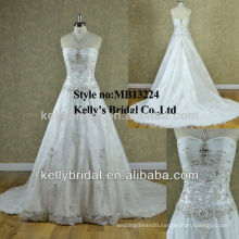 MB13224 Strapless Nail Beaded Lace Weeding Dress 2013